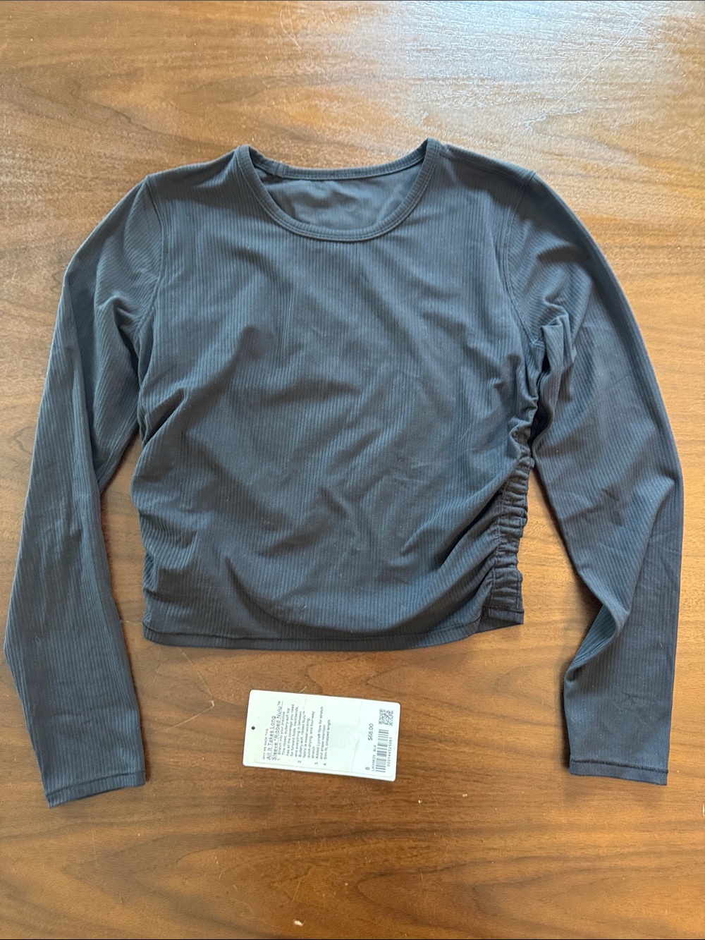 lululemon all it takes long sleeve ribbed nulu, size 8 black. Like new!